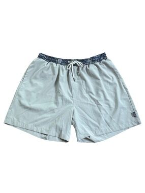 Simply Southern Men’s XL Swim Trunks Light Gray with Navy Floral Waistband